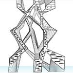 Drawing of vertical branches with horizontal divisions of spaces and contour lines on the branches.